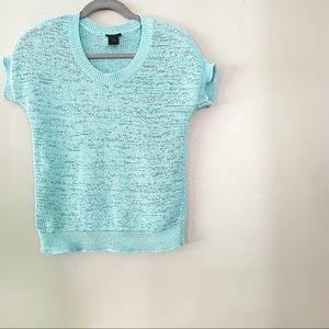 Ann Taylor seafoam green cotton linen knit top sweater